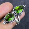 Natural Peridot Gemstone Handmade 925 Sterling Silver Jewelry Ring Size 8 ETC-13958
