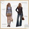 UNIFREE 2025 Autumn Preppy Faux Two-Piece Striped Slim Knit Cardigan