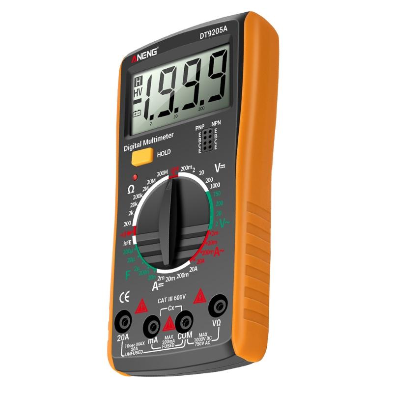 Practical Digital Multimeter 2000 Counts Transistor Diode Meter Tester AC/for DC hFE Capacity Diode Tester Electrical To