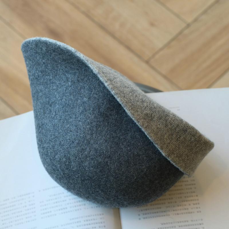 Doppelseitig tragbare sanfte einfarbige Wollstrick-Beckenmütze schlicht literarisch retro Herbst und Winter Sonnenschutz Bucket Hat Damen