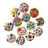 100Pcs Flower Print Wood Buttons 2 Holes Scrapbook Clothing Sewing DIY