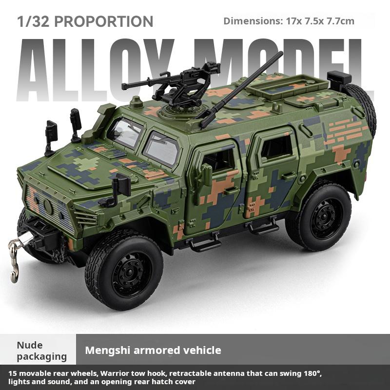 1/32 Dongfeng Mengshi Simulationslegierung Militärisches Geländepanzerfahrzeug Modell Pull-Back Sammlerstück Schreibtischornament