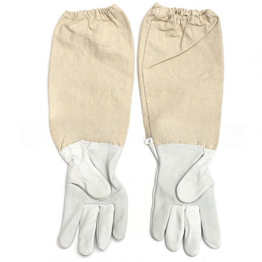 

Beekeeping Suits White Space Suit - One-Piece Beekeeper Jacket &Pants Set and Sheepskin Gloves Heavy-Duty Protective Beekeeping L