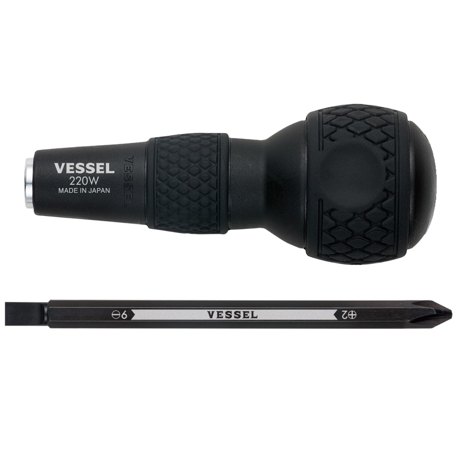 VESSEL Ball Grip Interchangeable Screwdriver Bit (+2/-6 Included) 220W-62