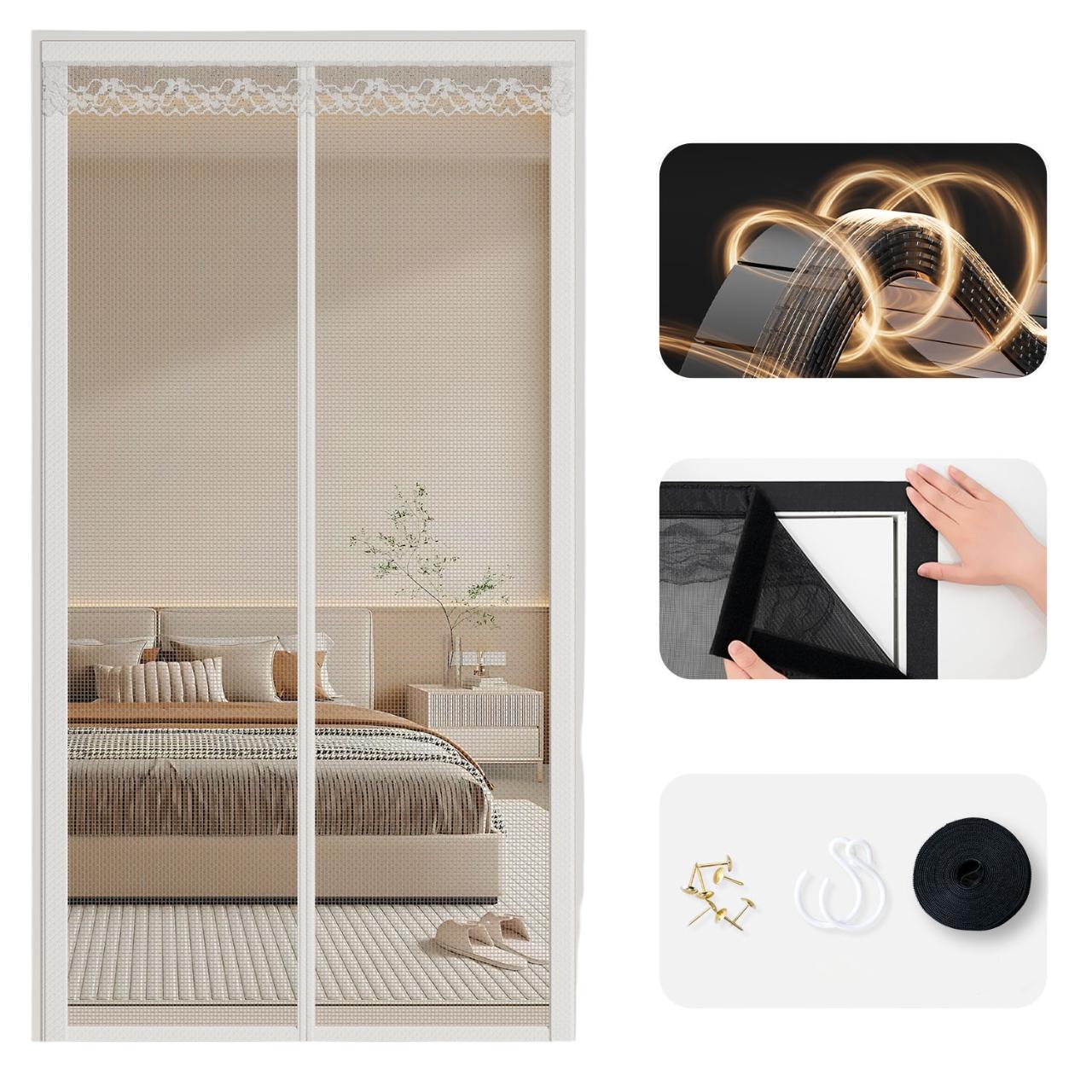 

90 x 210cm Anti Mosquito Door Curtain Magnetic Automatic Closing Breathable Mesh Door Screen B