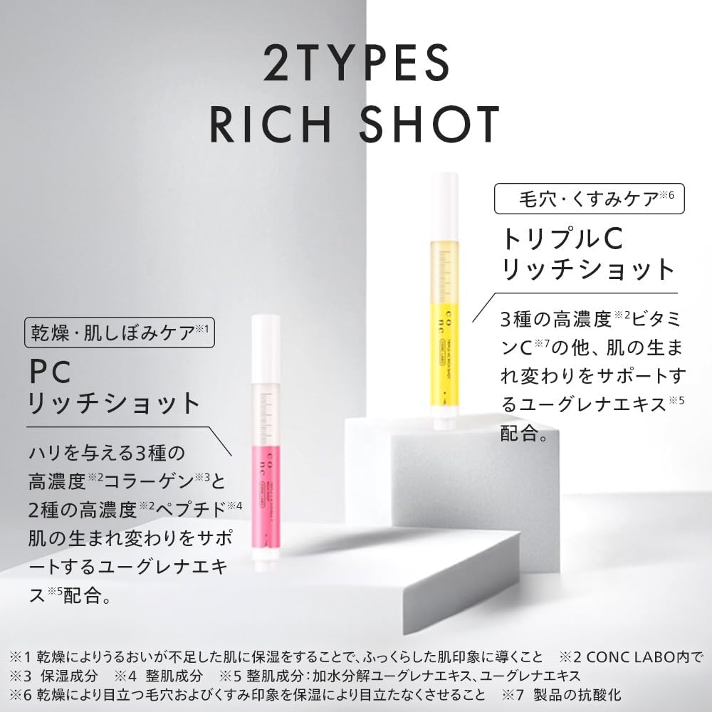 CONC LABO PC Rich Shot Injektierbares Serum mit Mikronadeln und Euglena-Extrakt für trockene Haut 2,5 ml Klopf-Typ