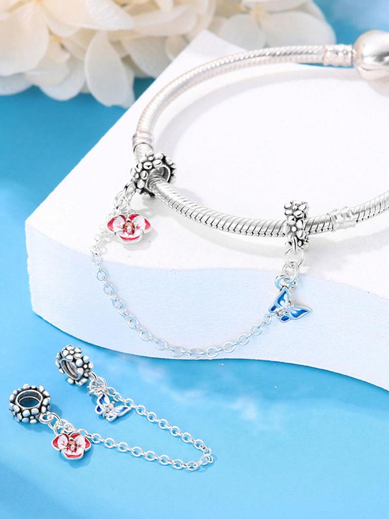 Butterfly Loves Safety Chains Beads Charm Copper Plated Fit Charms Copperoriginal Bracelet For Jewelry Making Diy Charm