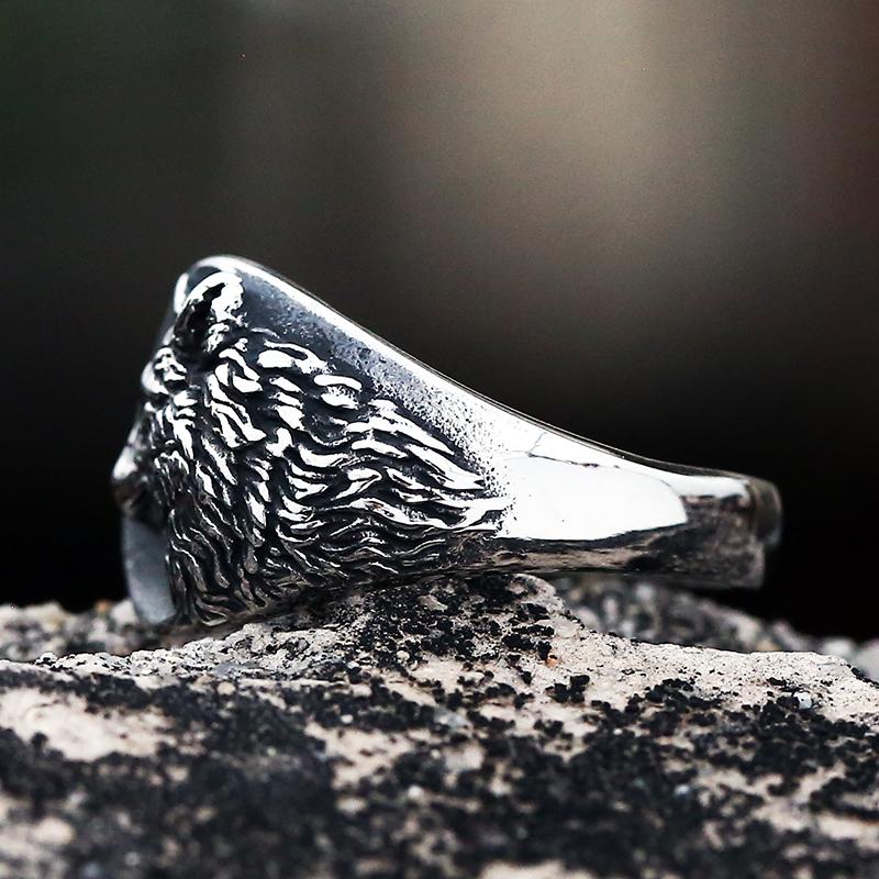Vintage 316L Stainless Steel Viking Ring 3D Wolf Of Thor Norse Animal Jewelry For Men High Quality Durable