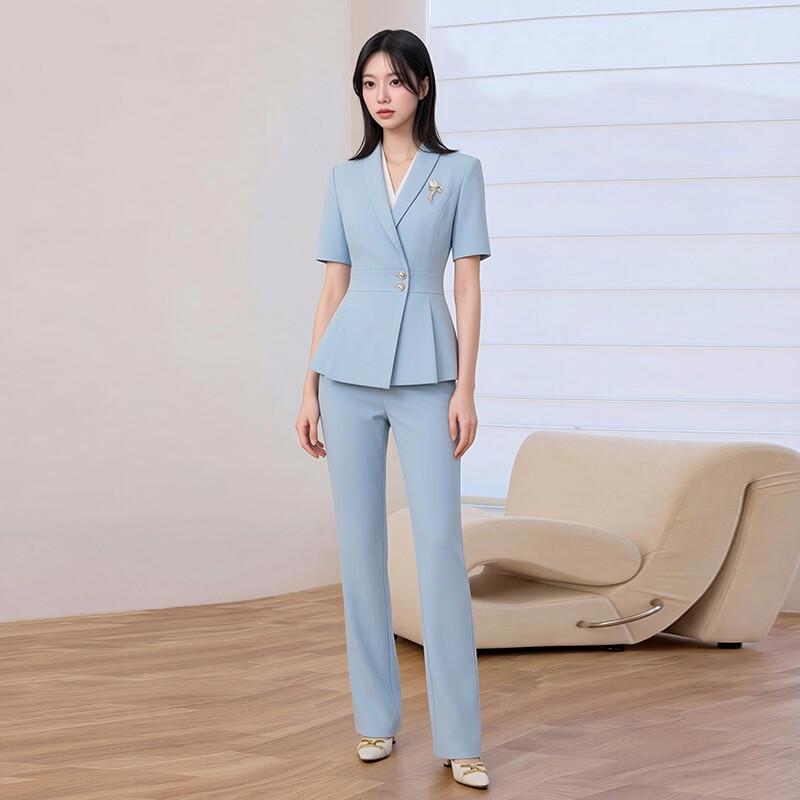Tluoman Women s Short-Sleeve Business Suit Set M