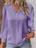 Women Lace Stitching Shirt Solid V-neck Simple Chiffon Decoration Hollow Out Design Fashion Elegant Top Office Lady Blouse