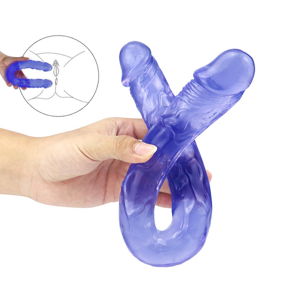 Doppelkopf-Dildo, langer, realistischer Dildo, doppelseitiger Dildo, flexibler großer Penis für Frauen, Masturbator, Sexspielzeug für lesbische Erwachsene