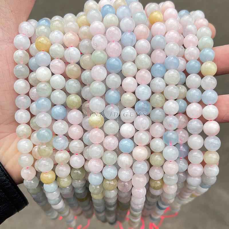 Jingde Transparent Morganite Round Beads - Candy Color Crystal DIY Jewelry Accessories