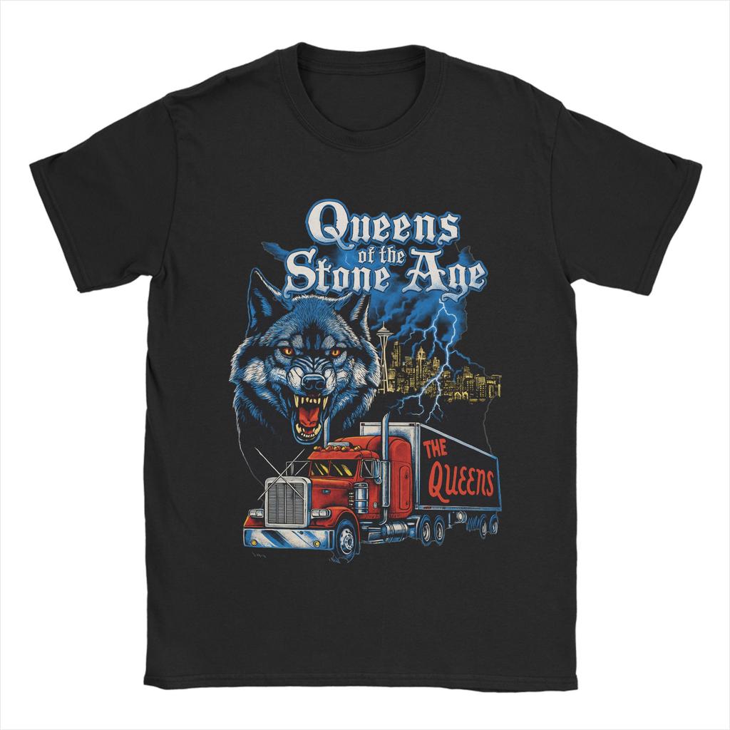 Queens of the Stone Age Musikband T-Shirt Herren Amerikanische Rockmusik Vintage Baumwoll-T-Shirts Sommer-T-Shirts Aufdruck Übergroße Oberteile