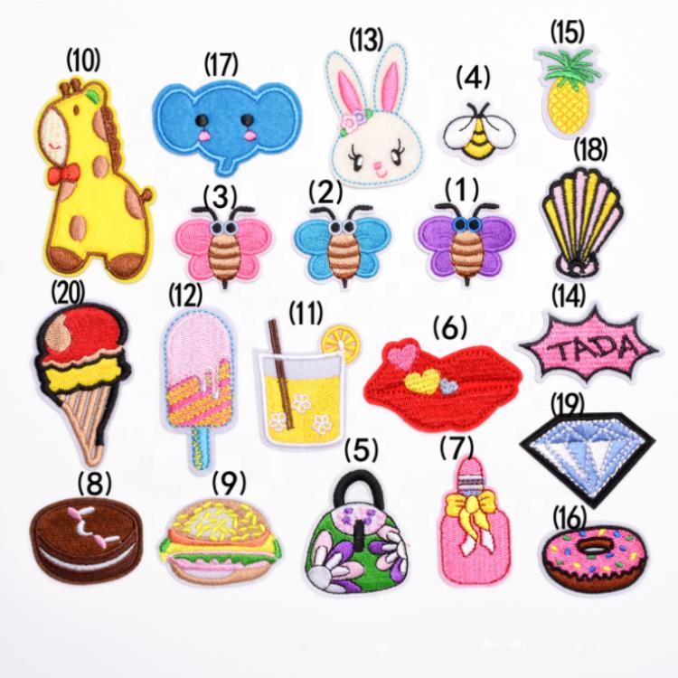 China Factory in Stock Custom Embroidered Badges Low MOQ Custom Garment Accessories Embroidered Patches for Kids Decorations