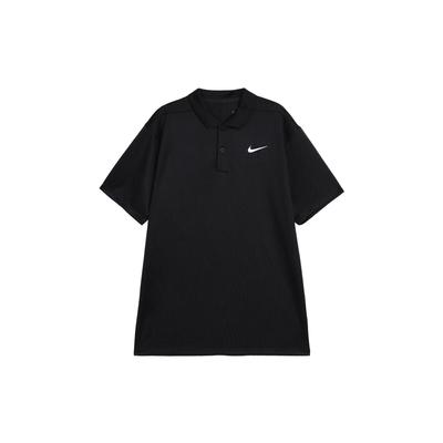 Solid Color Logo Emblem Collar Short Sleeve Polo Shirt Men Black DV8538-010