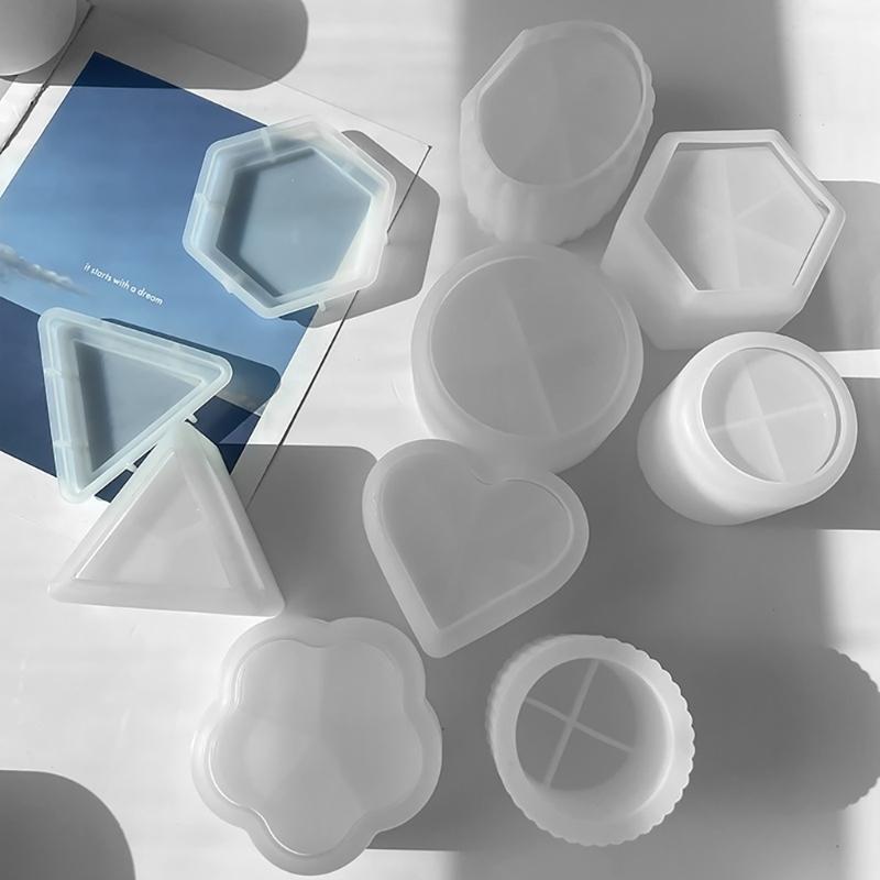 Storage Box Mold Hexagon Silicone Mold DIY Aromatherapy Gypsum Candle Jar Jewelry Box Epoxy Resin Molds Home Decorations