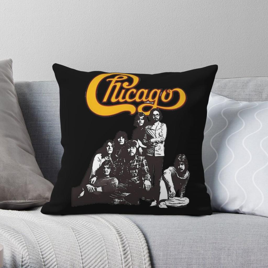 Chicago Band Square Pillowcase Polyester Linen Velvet Printed Zip Decor Sofa Cushion Cover x