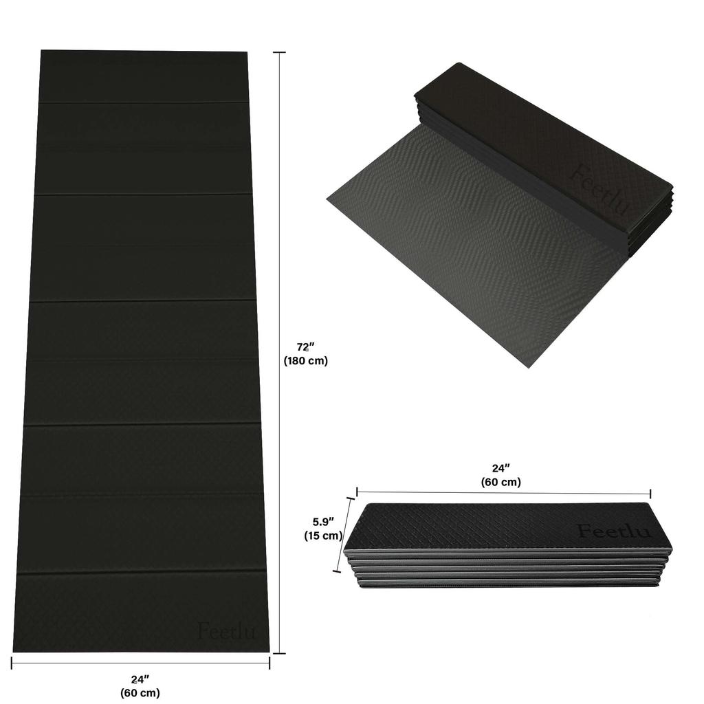 Feetlu Foldable Yoga Mat 12mm X 61cm X and Easy To Store Foldable Exercise Mat for Home and Floor Exercises - 183cm, Large, Lightweight, - Non-Slip