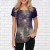 Summer Round Neck 3D Retro Floral pattern Print Top Fashionable Casual Short Sleeved Women's T-shirts