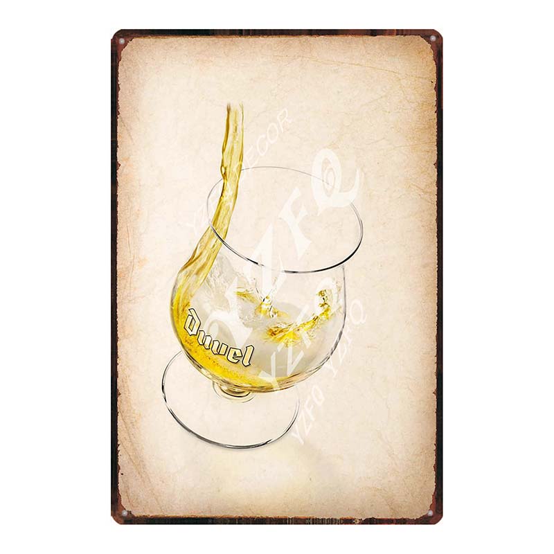 YZFQ Belgické Pivo Duvel Plechové Kovové Značky Deska Vintage Hudební Bar Restaurace Domov Pánská Jeskyně Dekor Nástěnné Samolepky DU-7713B