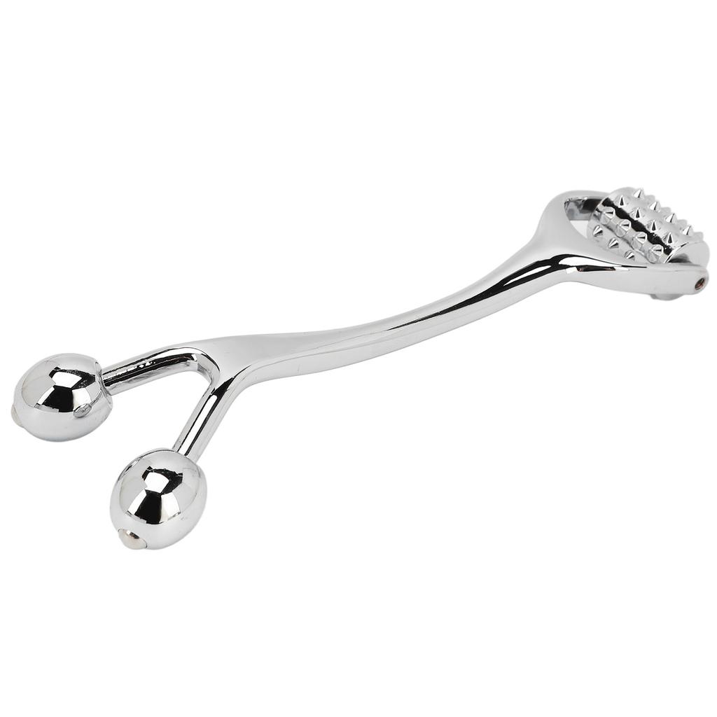 Face Ridged Roller Alloy Facial Acupuncture Roller Dual Head Promote Absorption Lifting Massager