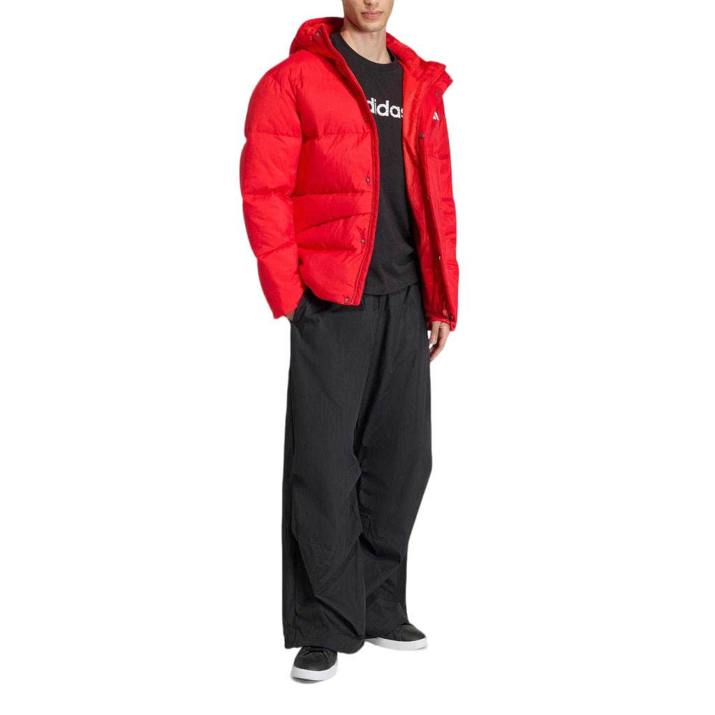 adidas Down Jackets Unisex Red Hooded Fleece Lined KS6487