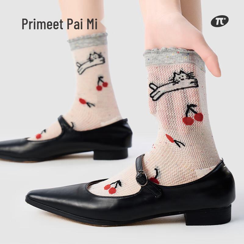 PRIMEET Women s Ballet Bowknot Mesh Mid-Calf Socks One Size (EU 35-39)