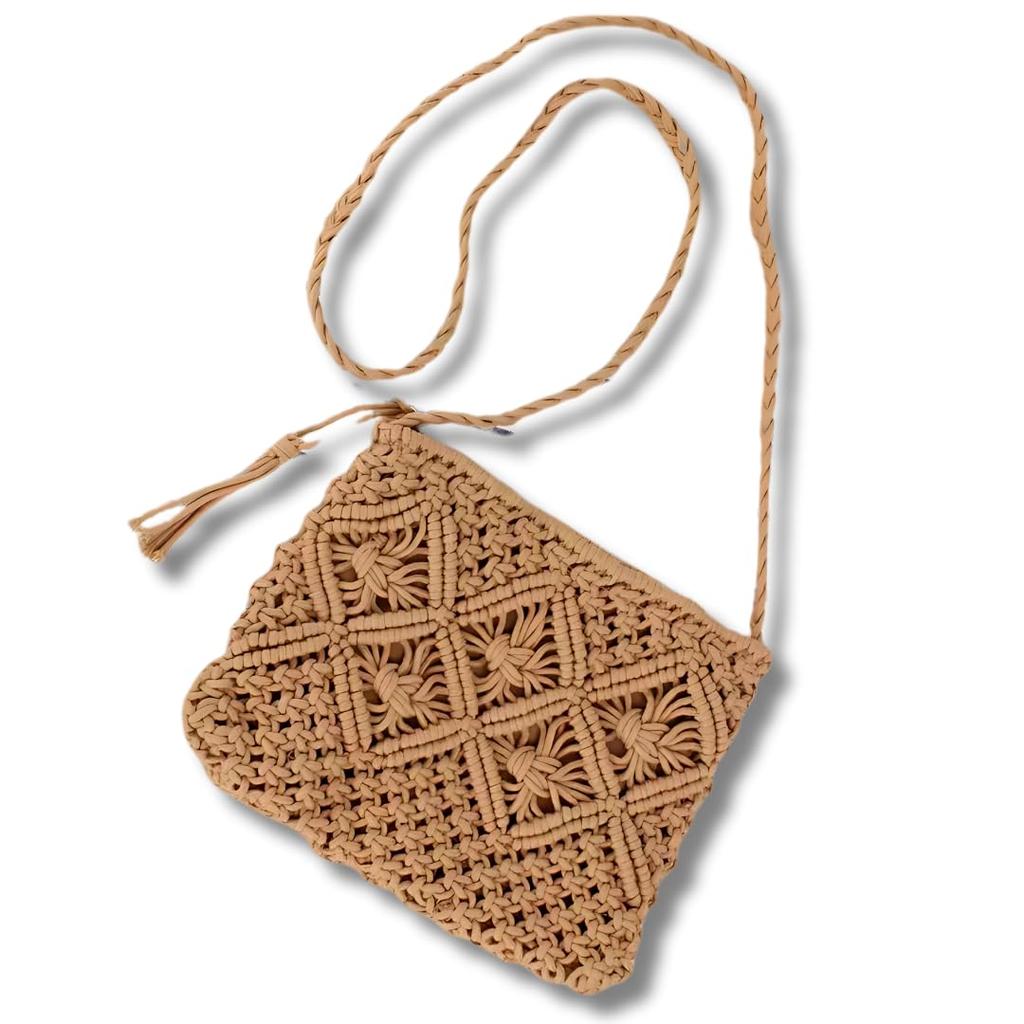 VIVEL Women's Basket Bag, Shoulder Bag with Zipper, Lightweight, Crossbody Bag, Perfect for Summer, Yukata, and Japanese Clothing, Stylish, Cute,