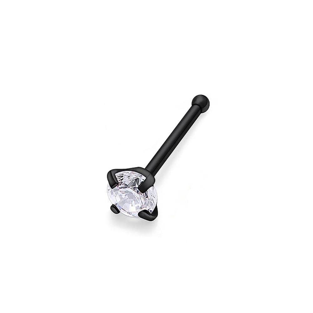 Multi-Color Zircon Stainless Steel S-Bar Nose Studs Jewelry