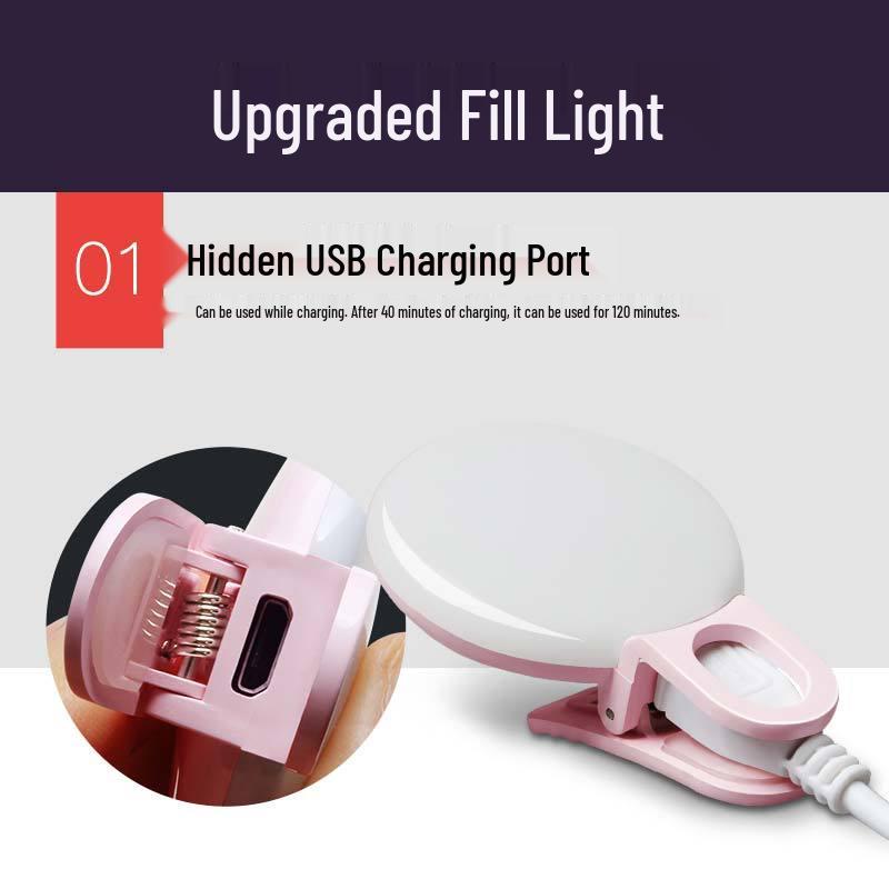 SF02 Rechargeable LED Selfie Light - Cold & Warm, Universal, Round, Enhances Beauty for Live Broadcasts