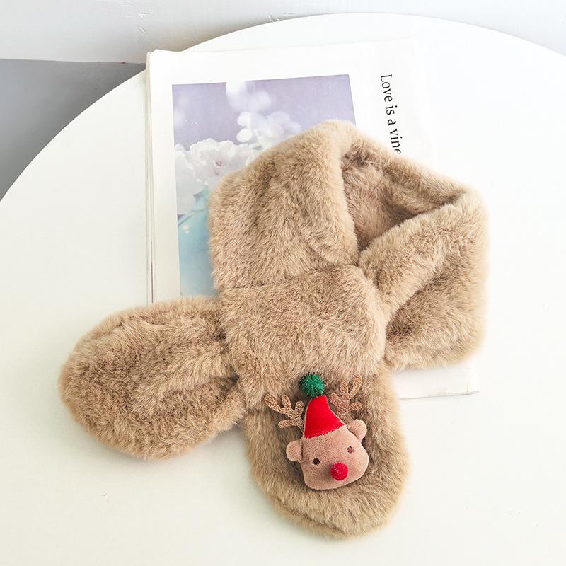 Korean Style Christmas Plush Scarf for Kids, Ages 1-6 – Warm & Trendy Cartoon Design for Boys & Girls