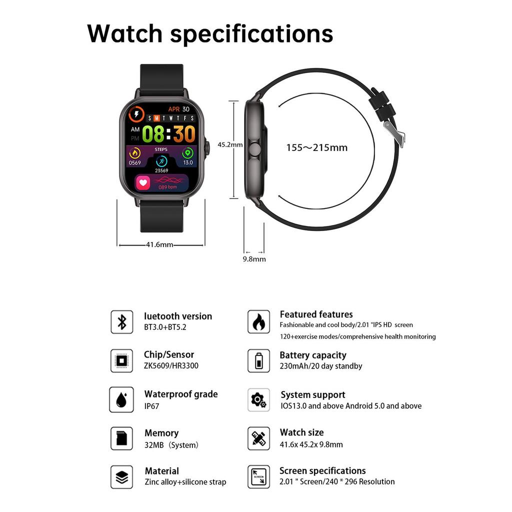 2025 Nowy Smartwatch Bluetooth z Funkcją Odbierania Połączeń Męski Pełny Dotyk Tarcza Połączenia Monitor Fitness Wodoodporny IP67 Smartwatch