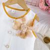 2PCS Girls Floral Applique Sleeveless Vest & Pleated Skirt Set, Casual Summer Two-Piece Outfit