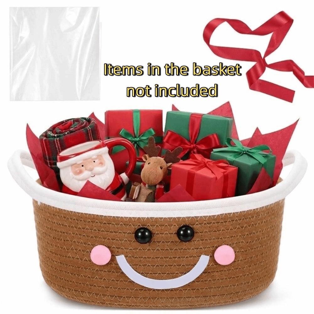 Cotton Rope Christmas Woven Storage Basket Large Capacity Small Item Storage Basket  Xmas Gifts