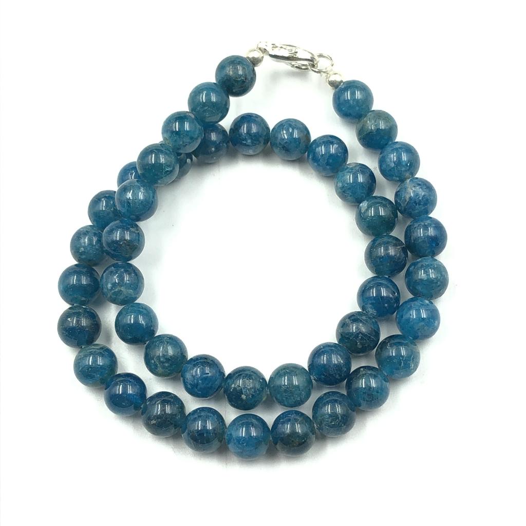 8mm Natural Neon Apatite Gemstone Beads Handmade Jewelry Pretty Necklace 17-21" For Thanksgiving 8BN-24