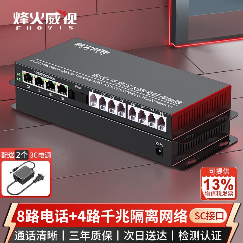 Fenghuo Weishi 8-Channel Phone 4-Port Gigabit Ethernet PCM Optical Terminal