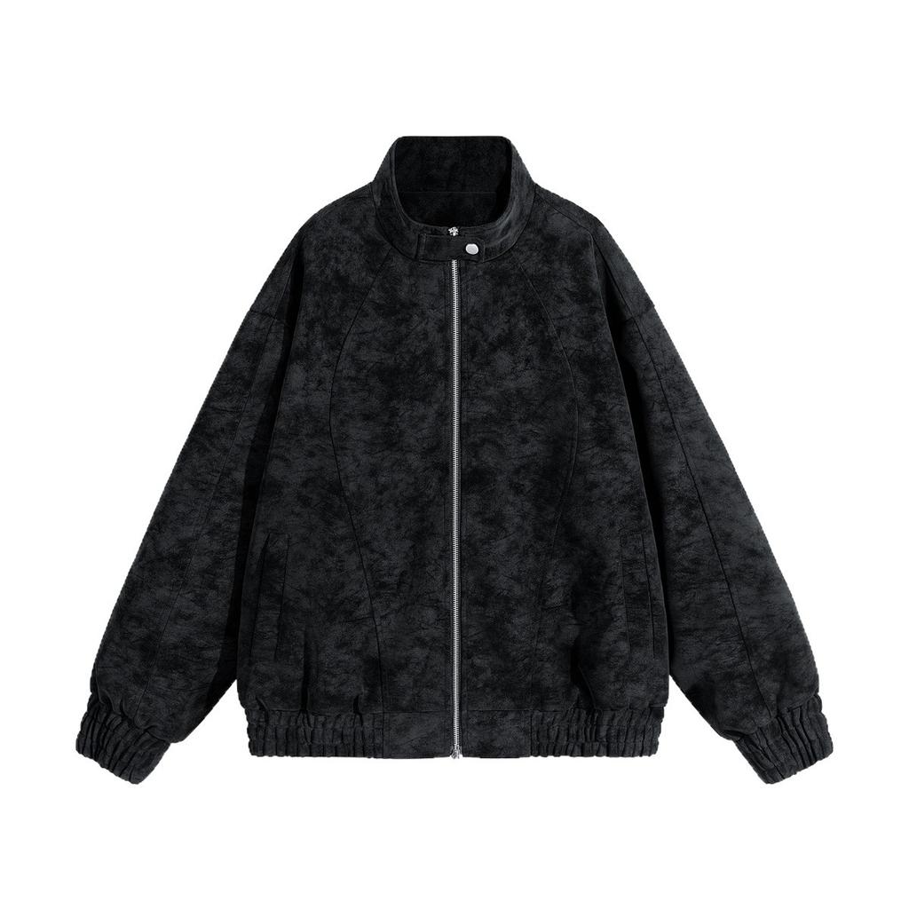 Minimalist PU Leather Jacket Jacket Men's Winter Stand-up Collar Loose Leather Senior Sense Retro Biker Men's Jacket Breathable Work Casual Jacket