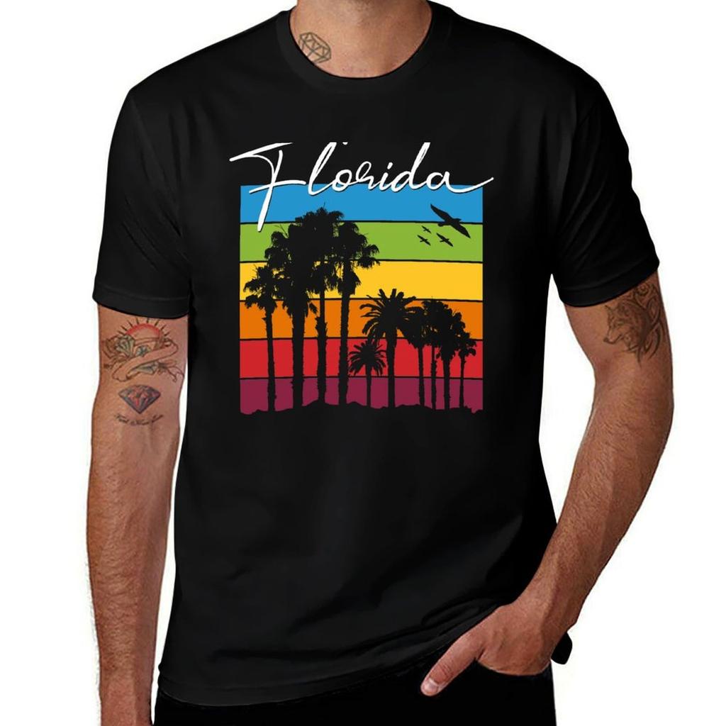 Florida Tropical Palm Trees Vacation Souvenir T-Shirt man t shirts cotton T-Shirt