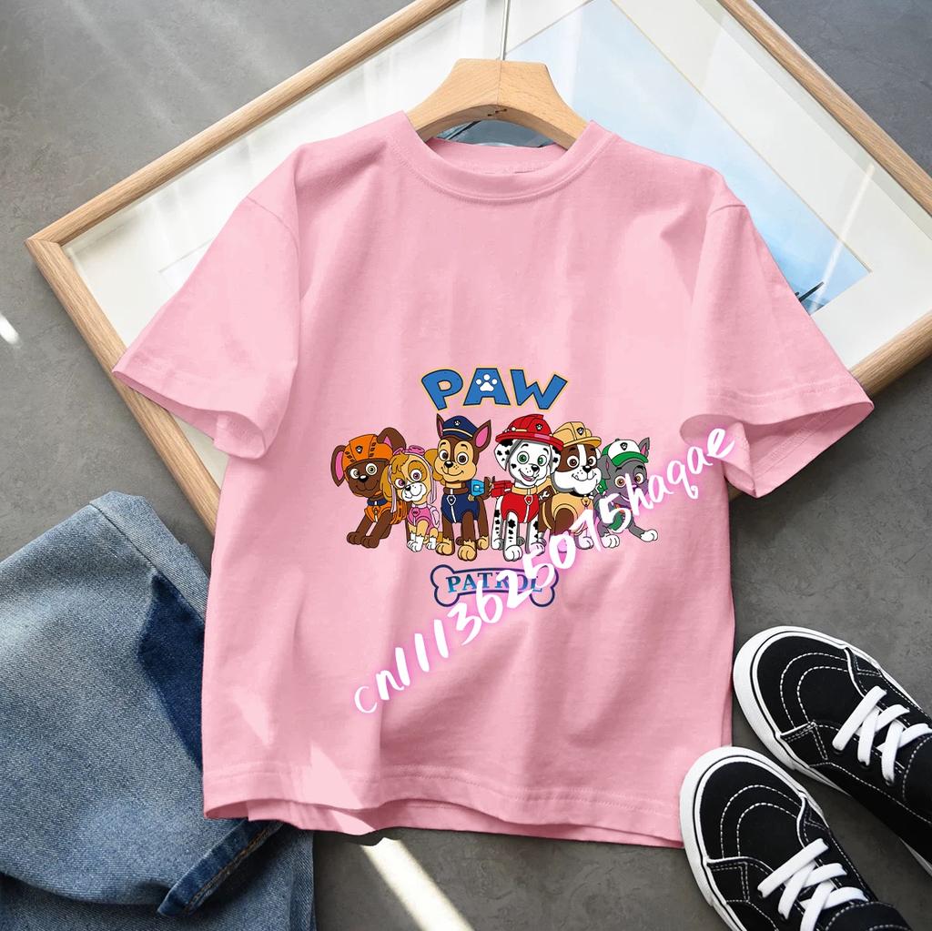 New PAW Patrol Children's Cotton Short-Sleeved Boys' Sports Shirt Girls' Casual Top Cartoon Print Summer T-Shirt Cartoon Print