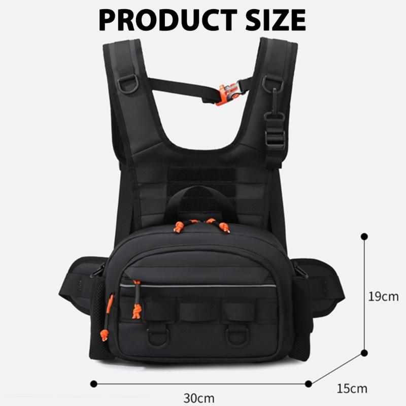 Scratchproof Bag Multiple Compartment Chest Pack Splashproof Backpack with Reflective Strips Portable Fishing Chest Bag