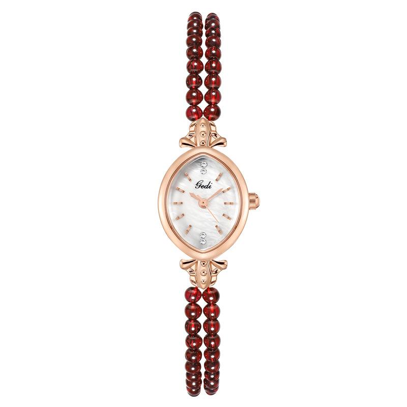 New Chinese Light Luxury Women'S Watch Niche High-End Chinese Style Bracelet Watch Women'S Bead Oval Small Plate Watch