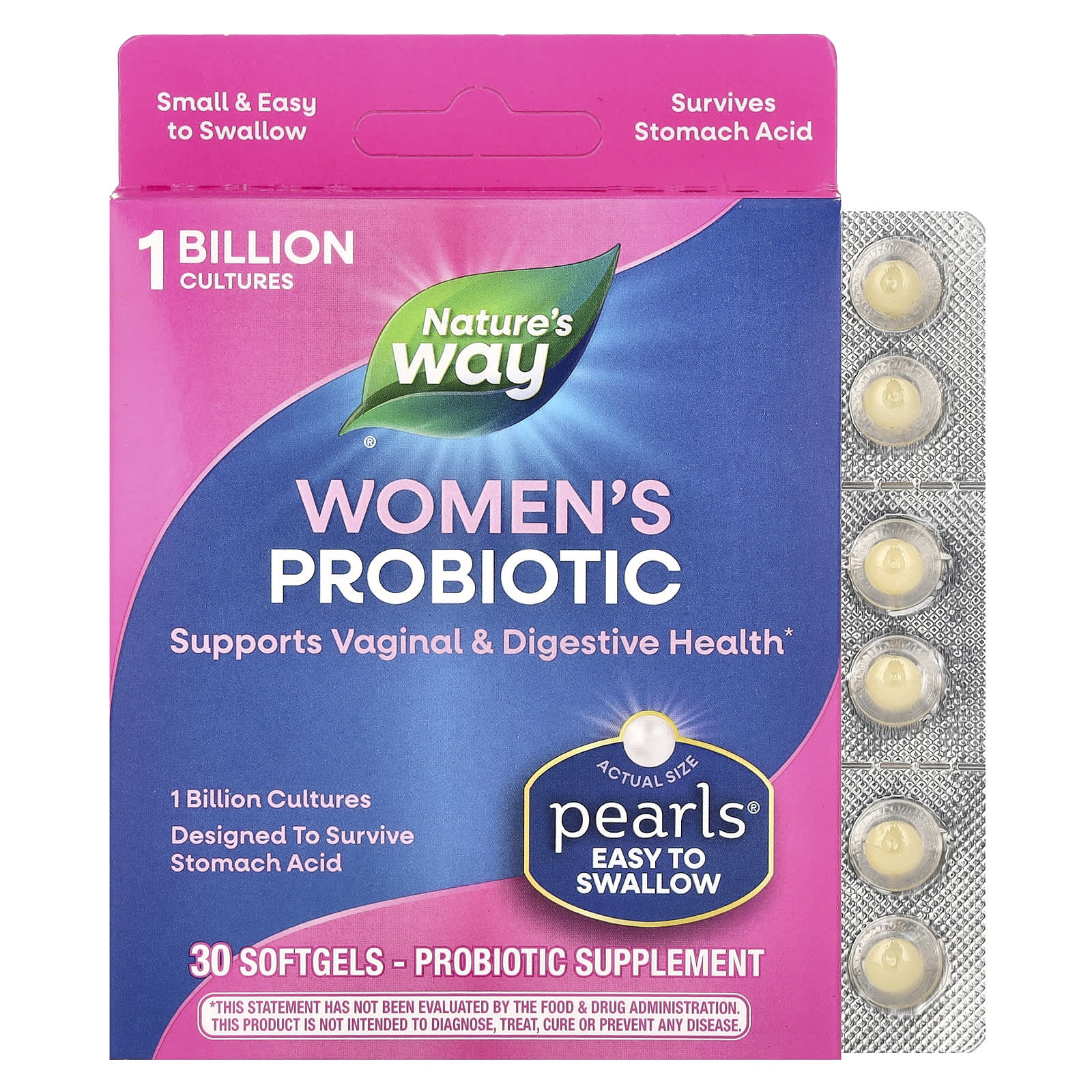

Nature s Way, women s probiotic Pearls, 1 billion CFU, 30 softgels