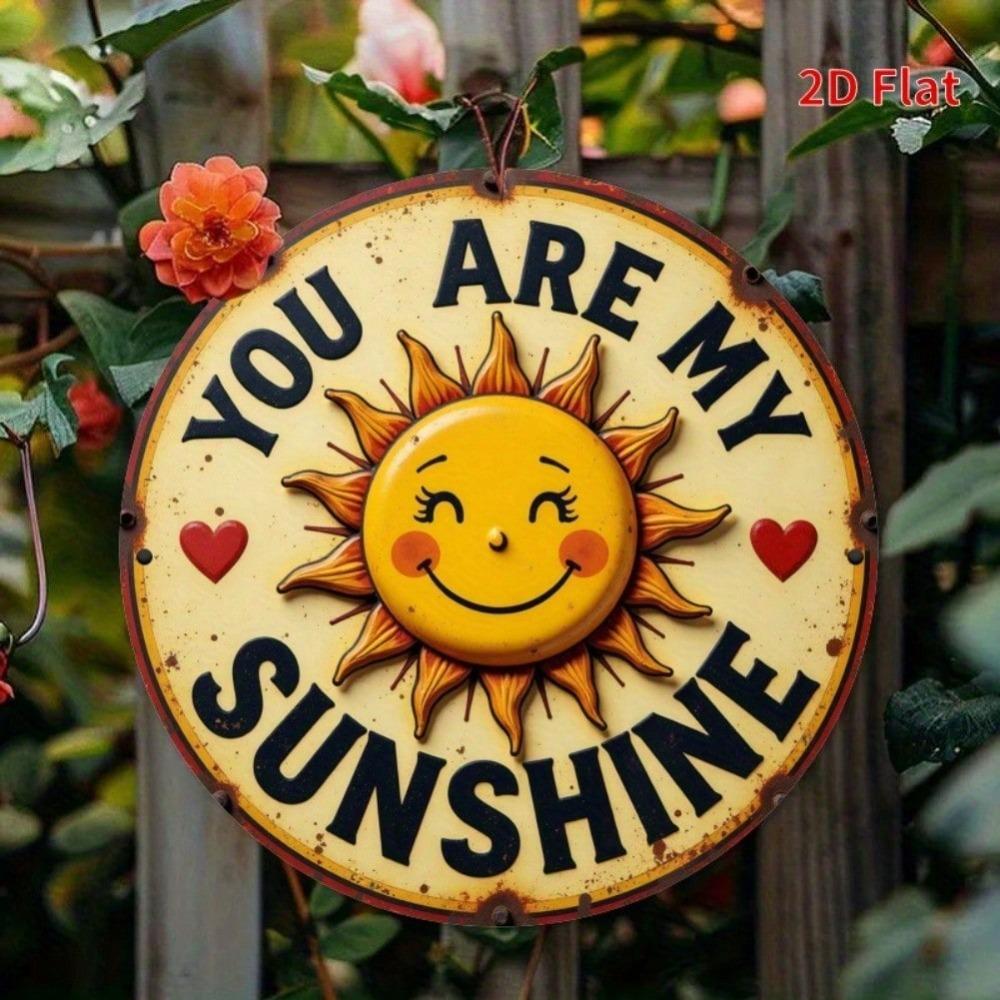 Vintage Round Iron Wall Art You Are My Sunshine Metal Sign Rustic Home Decor Gift