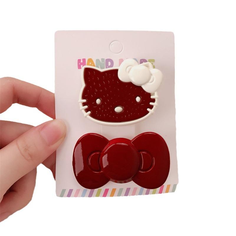 Ankola Red Bowknot Kitten Hair Clip for Girls - Sweet Hairpin Accessory