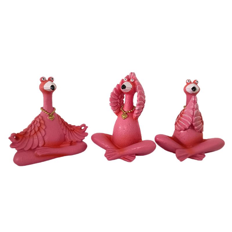 Handcrafted Flamingo Yoga Resin Statue for Home and Garden Decor