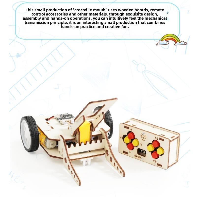 Remote Assembled Wooden Controlled Vehicle With Crocodile Mouth Design Toy Set