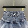 Vintage Spodenki Jeansowe Spódniczki Damskie Lato 2026 Streetwear Spierane Kawaii Urocze Seksowne Falbanki Mini Jeansowe Saias Damskie