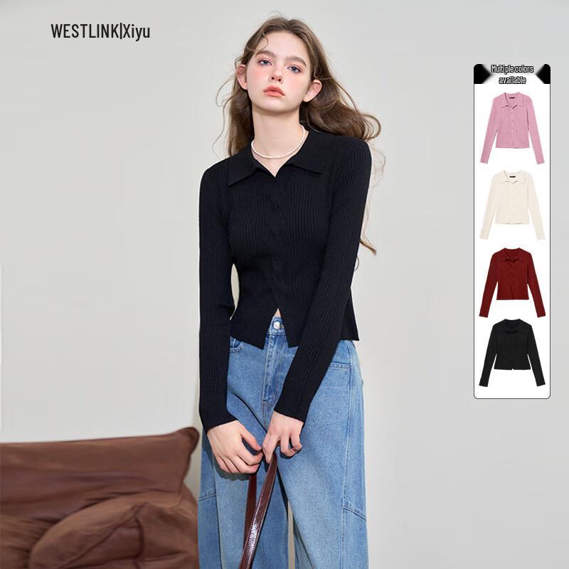 

Xiyu Women s Classic Irregular Design Soft Turn-down Collar Sweater S