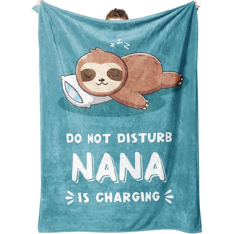 Nana Gifts, Nana is Charging Sloth Blanket, Nana Birthday Gifts, Gifts for Nana from Grandkids, Nana Gifts for Mothers Day Christmas, Super Soft