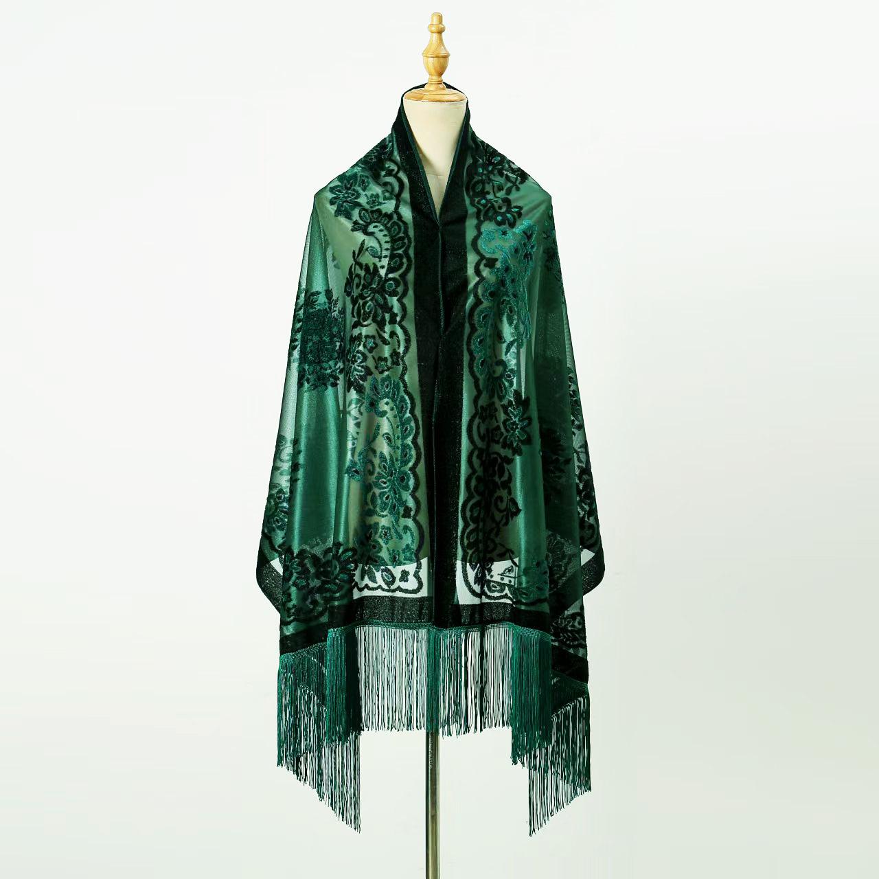 

High Quality Velvet Jacquard Evening Shawl Dress Cheongsam Party Shawl Scarf Dual-use Autumn And Winter Warm Shawl